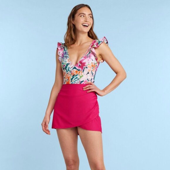 summersalt Other - 🍓 NWT Summersalt Ruched Swim Skirt, Strawberry Pink, Pull-on Wrap Cover-up (S)